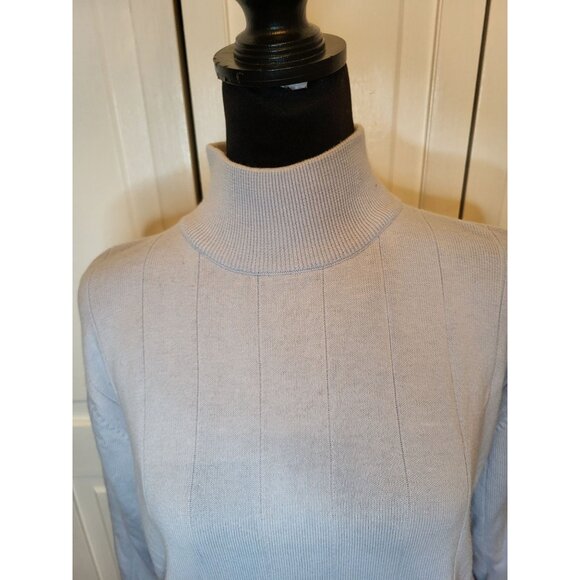 Baby Blue Ribbed Mock Neck Sweater M Dress Barn Old Money Winter Preppy Cottage - Picture 3 of 7